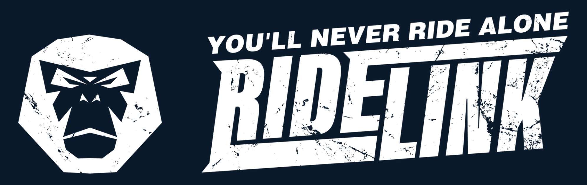 Logo der Motorradapp Ridelink mit Slogan "You'll never Ride alone"