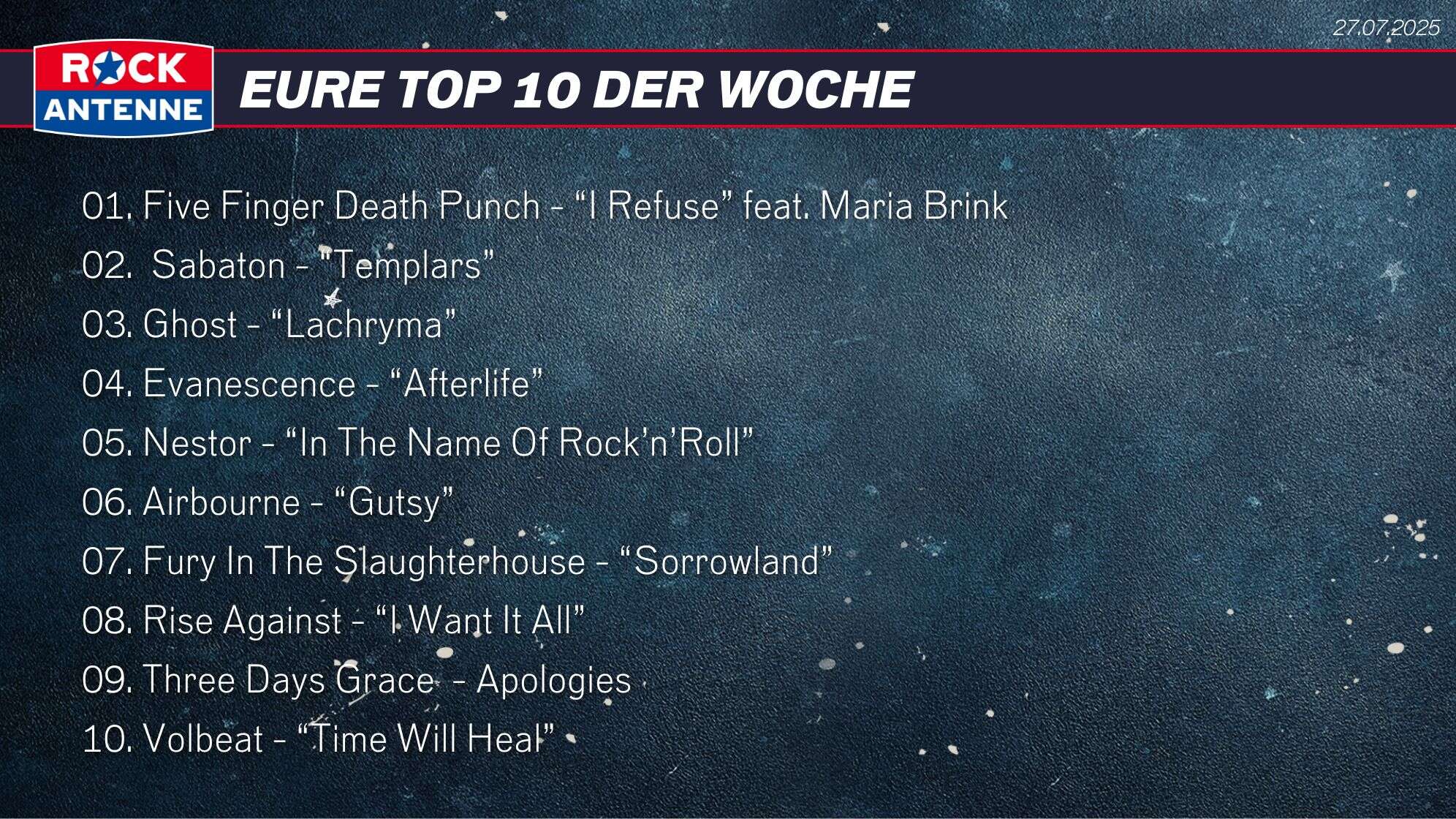 Top 10 vom 27.07.2025