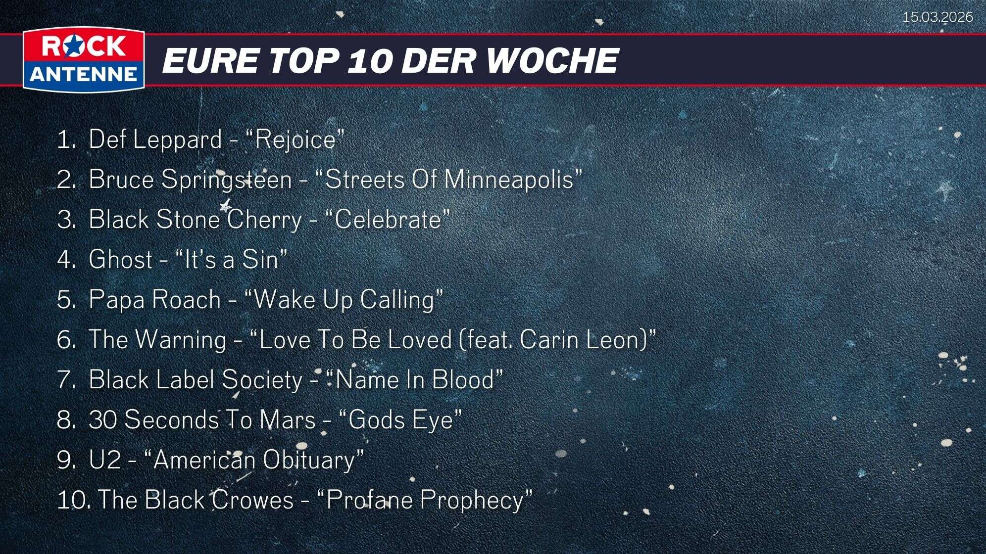 Top 10 vom 15.03.2026