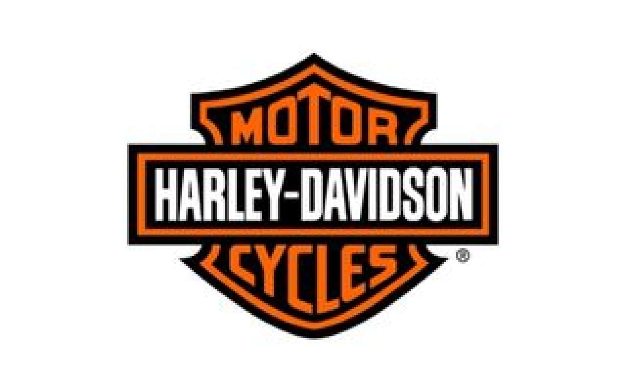 Logo des Motorrad-Herstellers Harley-Davidson auf weißem Hintergrund