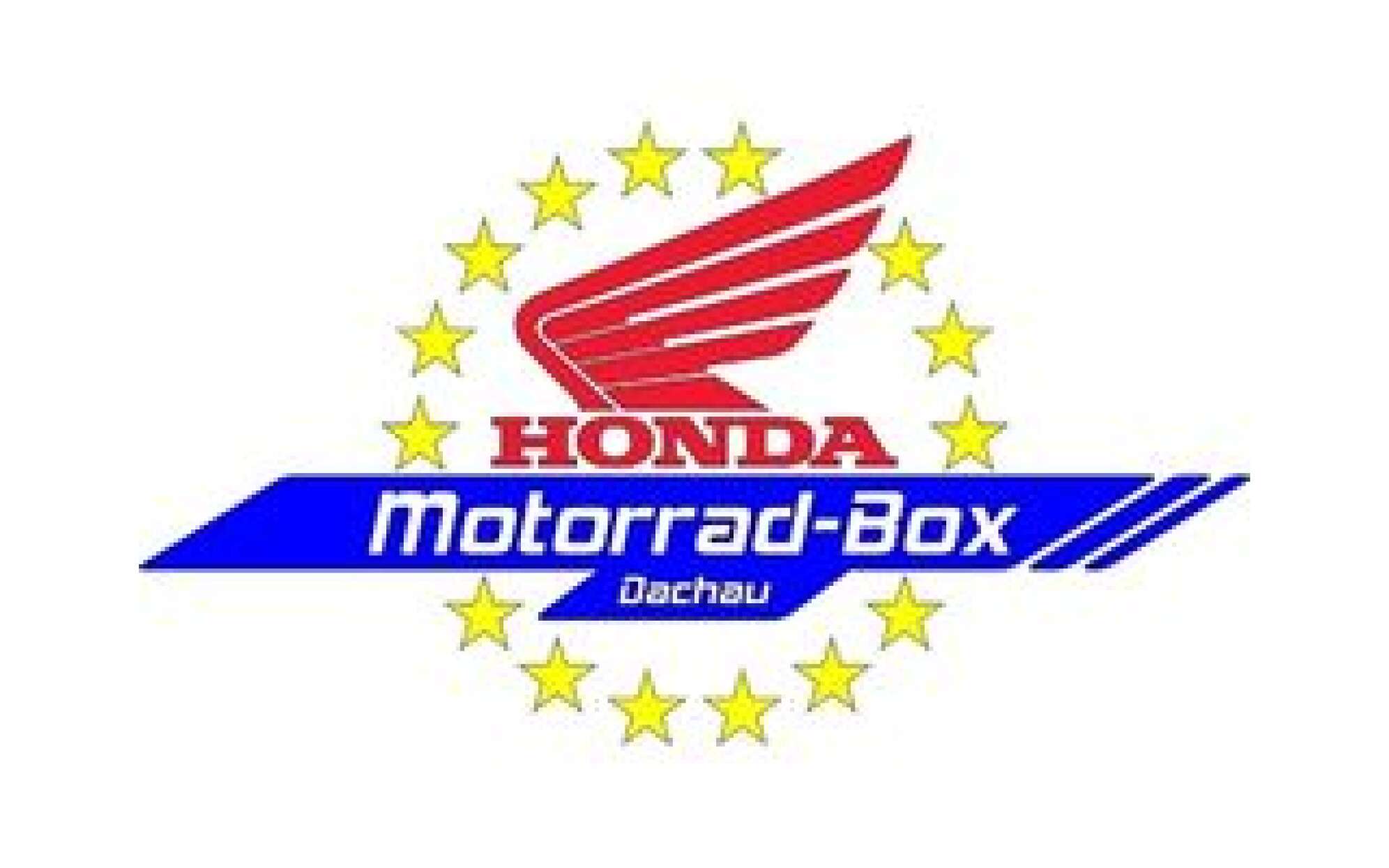 Logo des Motorrad-Händlers Honda Motorrad Box Dachau auf weißem Hintergrund