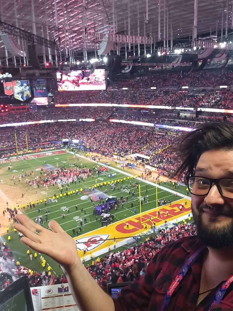 ROCK ANTENNE NFL Experte David Loebe beim Super Bowl LVIII im Februar 2024 in Las Vegas